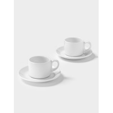 Набор чайный Magistro Basic bistro, 4 предмета: 2 чашки 200 мл, 2 блюдца d=15 см, фарфор, белый