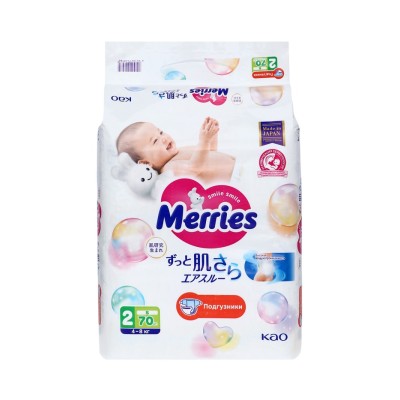 Подгузники Merries S (4-8 кг), 70 шт