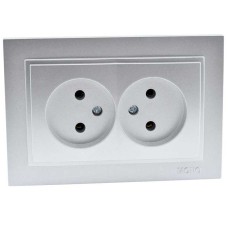 Розетка двойная без земли Mono Electric Despina 16А 250В серебро 102-212105-121