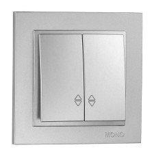 Выключатель двухклавишный проходной Mono Electric Despina серебро 102-212123-111