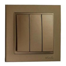 Выключатель трехклавишный Mono Electric Despina 10А 250В бронза 102-232322-114