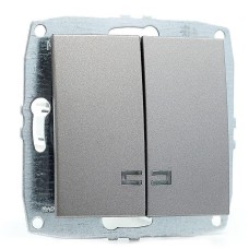 Выключатель двухклавишный с подсветкой Mono Electric Despina-Larissa 10А 250В антрацит 500-002425-103