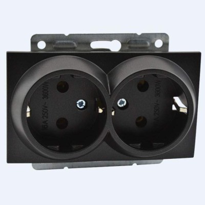 Розетка с заземлением двойная Mono Electric Despina-Larissa 16А 250В графит 500-002004-120