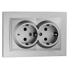 Розетка с заземлением двойная Mono Electric Despina 16А 250В серебро 102-212104-120