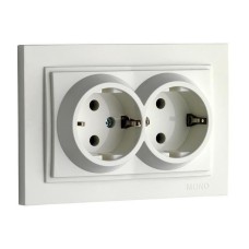 Розетка с заземлением двойная Mono Electric Despina 16А 250В жемчуг 102-252504-120