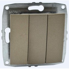 Выключатель трехклавишный Mono Electric Despina-Larissa 10А 250В бронза 500-002322-114