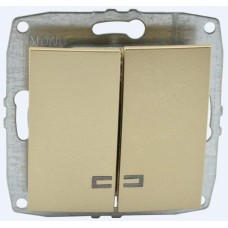 Выключатель двухклавишный с подсветкой Mono Electric Despina-Larissa 10А 250В титан 500-002225-103