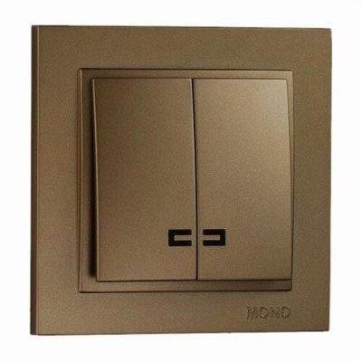 Выключатель двухклавишный с подсветкой Mono Electric Despina 10А 250В бронза 102-232325-103