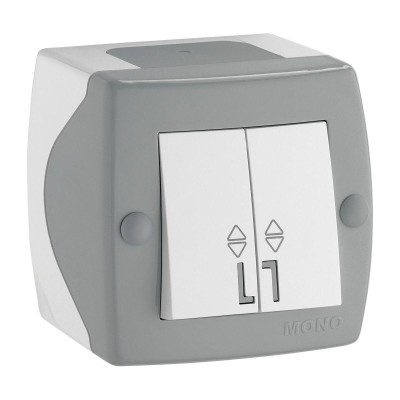 Выключатель двухклавишный проходной Mono Electric Octans IP20 10А 250В бело-серый 104-020001-111
