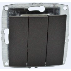 Выключатель трехклавишный Mono Electric Despina-Larissa 10А 250В графит 500-002022-114