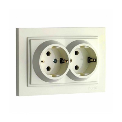 Розетка с заземлением двойная Mono Electric Despina 16А 250В крем 102-170004-120