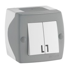 Выключатель двухклавишный Mono Electric Octans IP20 10А 250В бело-серый 104-020001-102