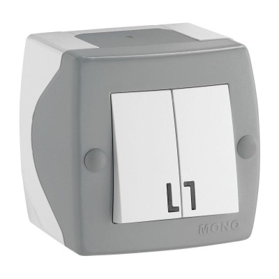 Выключатель двухклавишный Mono Electric Octans IP20 10А 250В бело-серый 104-020001-102