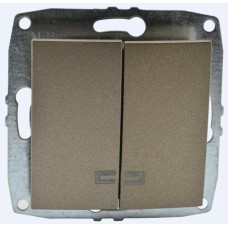 Выключатель двухклавишный с подсветкой Mono Electric Despina-Larissa 10А 250В бронза 500-002325-103