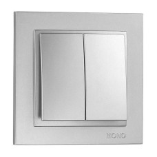 Выключатель двухклавишный Mono Electric Despina 10А 250В серебро 102-212125-102