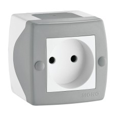 Розетка на 1 пост без заземления Mono Electric Octans IP20 16А 250В бело-серый 104-020006-116