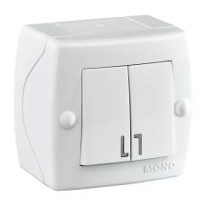Выключатель двухклавишный Mono Electric Octans IP20 10А 250В белый 104-010101-102