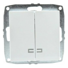 Выключатель двухклавишный с подсветкой Mono Electric Despina-Larissa 10А 250В белый 500-001925-103