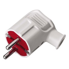 Вилка L-образная с заземлением Mono Electric белый 170-010002-807