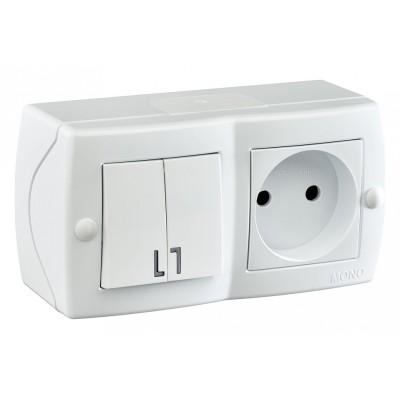 Блок с розеткой и выключателем Mono Electric Octans IP20 104-010101-182