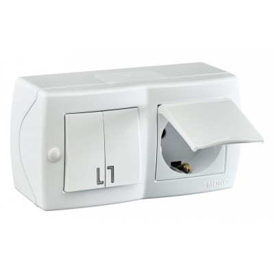 Блок с розеткой и выключателем Mono Electric Octans IP20 104-010101-187