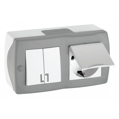 Блок с розеткой и выключателем Mono Electric Octans IP20 104-020001-187