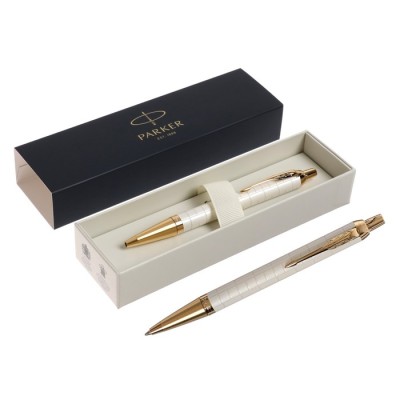 Ручка шариковая Parker Im Premium Pearl GT, в подарочной упаковке, стержень синий, корпус жемчужный