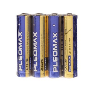 Батарейка алкалиновая Pleomax, AAA, LR03-4S, 1.5 В, спайка, 4 шт.