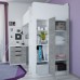 Кровать-чердак Polini kids Simple, с письменным столом и шкафом, цвет белый-бетон