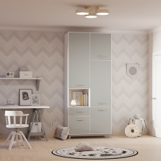 Шкаф двухсекционный Polini kids Mirum 2320, 1060х500х2400 мм, белый-серый