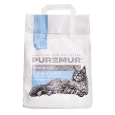 Наполнитель минеральный комкующийся PureMur Premium 5 кг,бумажный пакет