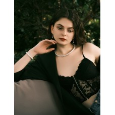 Набор 3 предмета: серьги, бусы, браслет, цвет белый, 45 см