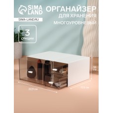 Органайзер для хранения BASIC, многоуровневый, 3 секции, 22.9×17.5×10 см, белый, прозрачный