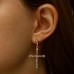Серьги со стразами «Крестики» вставки, цвет белый в золоте