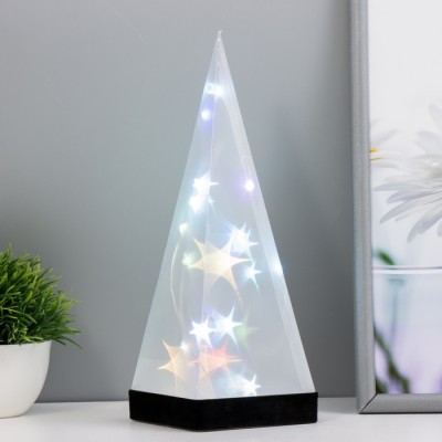 Фигурка светящаяся RISALUX «Звездная пирамида», LED-ночник, RGB, от батареек 3ААА, USB, 9×9×26.5 см
