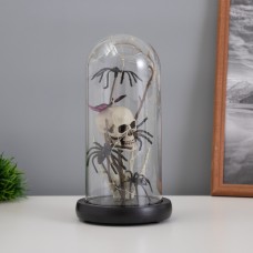 Фигурка светящаяся колба RISALUX «Череп с пауками», LED-ночник, 1.5 Вт, 3×AAA, чёрный, USB, 11×11×21 см