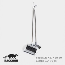 Щётка для пола Raccoon: совок 28×27×89 см, щётка 23×94 см, цвет белый