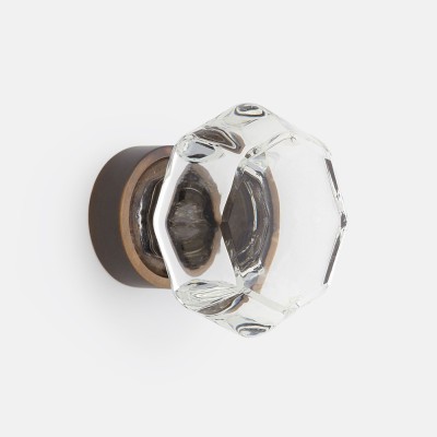 Ручка-кнопка Rejuvenation Octagon Glass d.3.2 Burnished Antique
