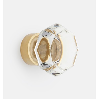 Ручка-кнопка Rejuvenation Octagon Glass d.3.2 Unlacquered Brass
