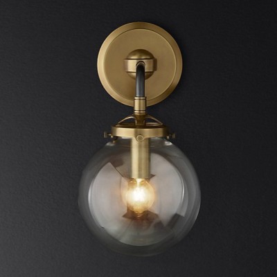 Бра Restoration Hardware Bistro Globe Clear Glass Double Sconce Brass