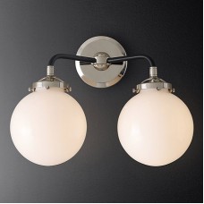Бра Restoration Hardware Bistro Globe Clear Glass Double Sconce Brass
