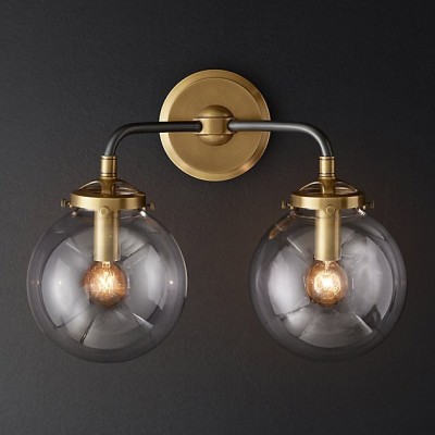 Бра Restoration Hardware Bistro Globe Clear Glass Single Sconce Brass