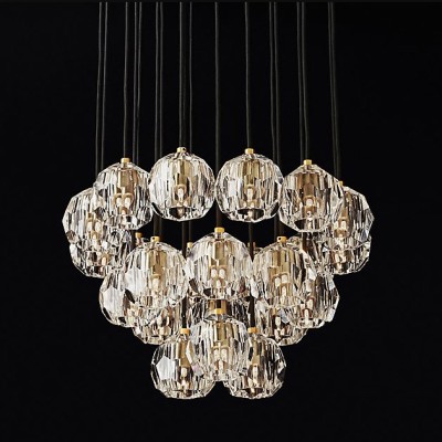 Подвесной светильник Restoration Hardware Boule De Cristal Round Cluster 14" Lacquered Burnished Brass