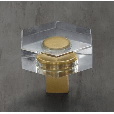 Ручка-кнопка Restoration Hardware Lambeth Crystal Hex. d.3.2 Lac.Burnished Brass