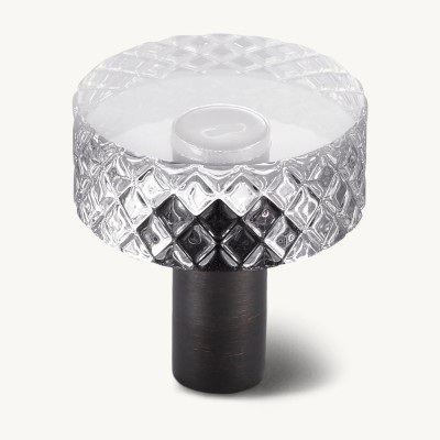 Ручка-кнопка Restoration Hardware Lambeth Knurled Crystal d.3.2 Bronze