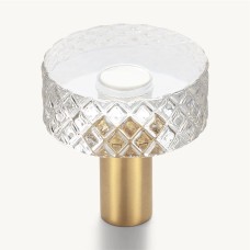 Ручка-кнопка Restoration Hardware Lambeth Knurled Crystal d.3.2 Polished Brass