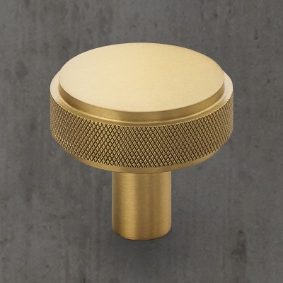 Ручка-кнопка Restoration Hardware Lambeth Knurled d.3.2 Polished Brass