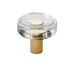 Ручка-кнопка Restoration Hardware Lambeth Smooth Crystal d.2.5cm Lacquered Burnished Brass