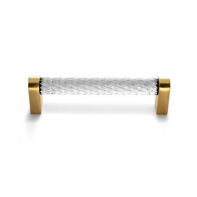Ручка-скоба Restoration Hardware Lambeth Knurled Crystal L.10.2 Polished Brass