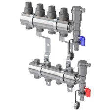 Коллектор в сборе Royal Thermo с расходомерами 1quot; ВР-3/4quot; НР, 9 выходов